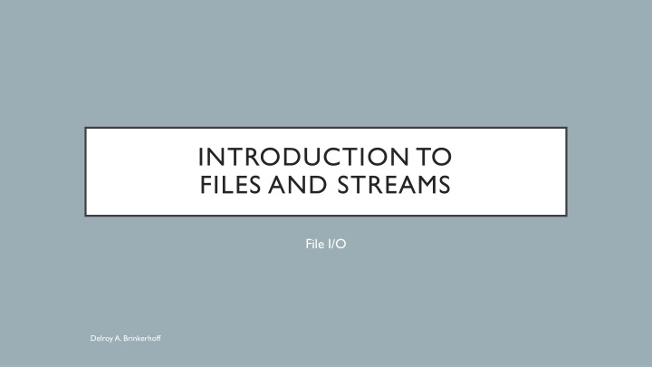 introduction to files and streams