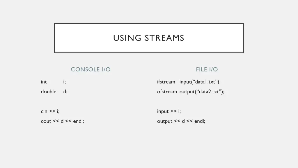 using streams
