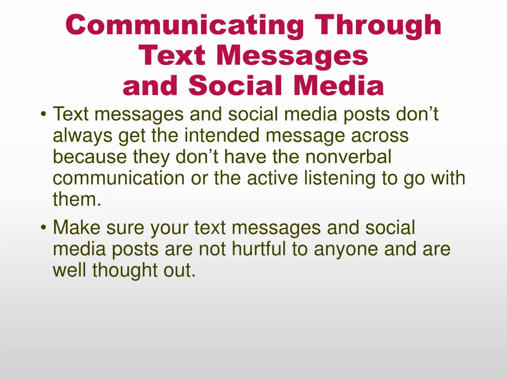 communicating through text messages and social