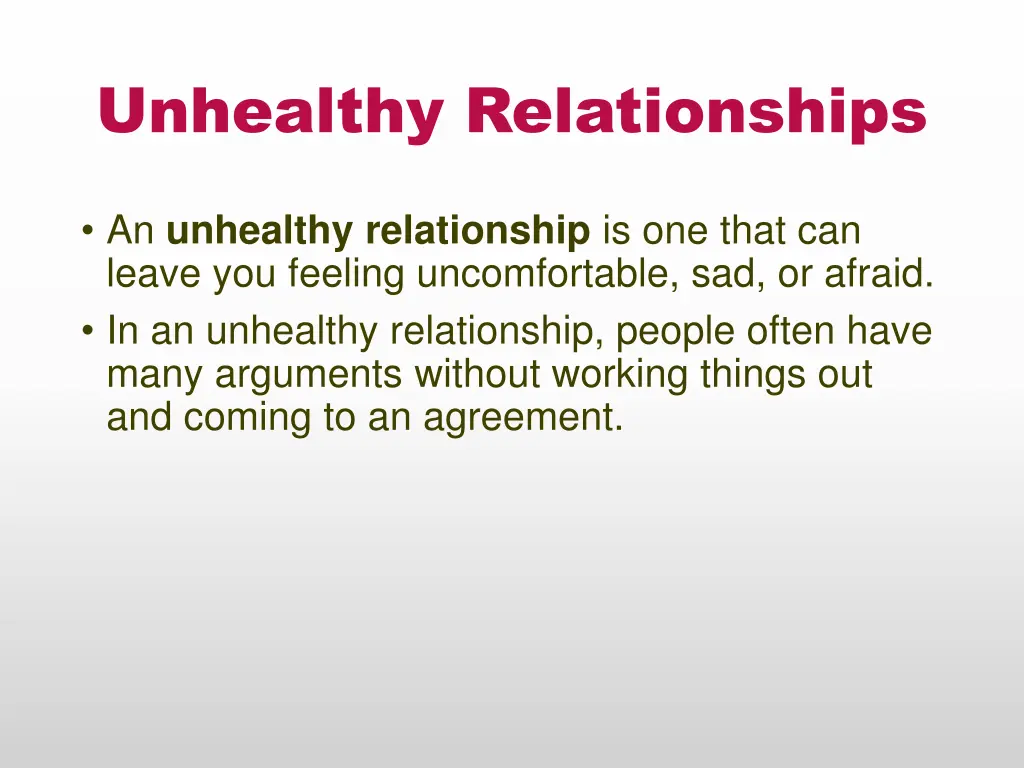 unhealthy relationships