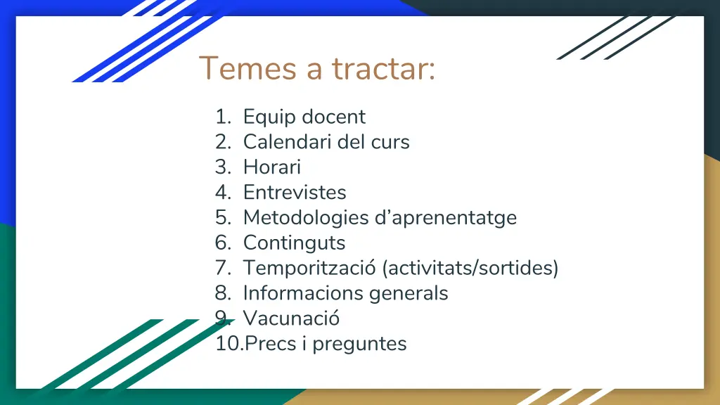 temes a tractar