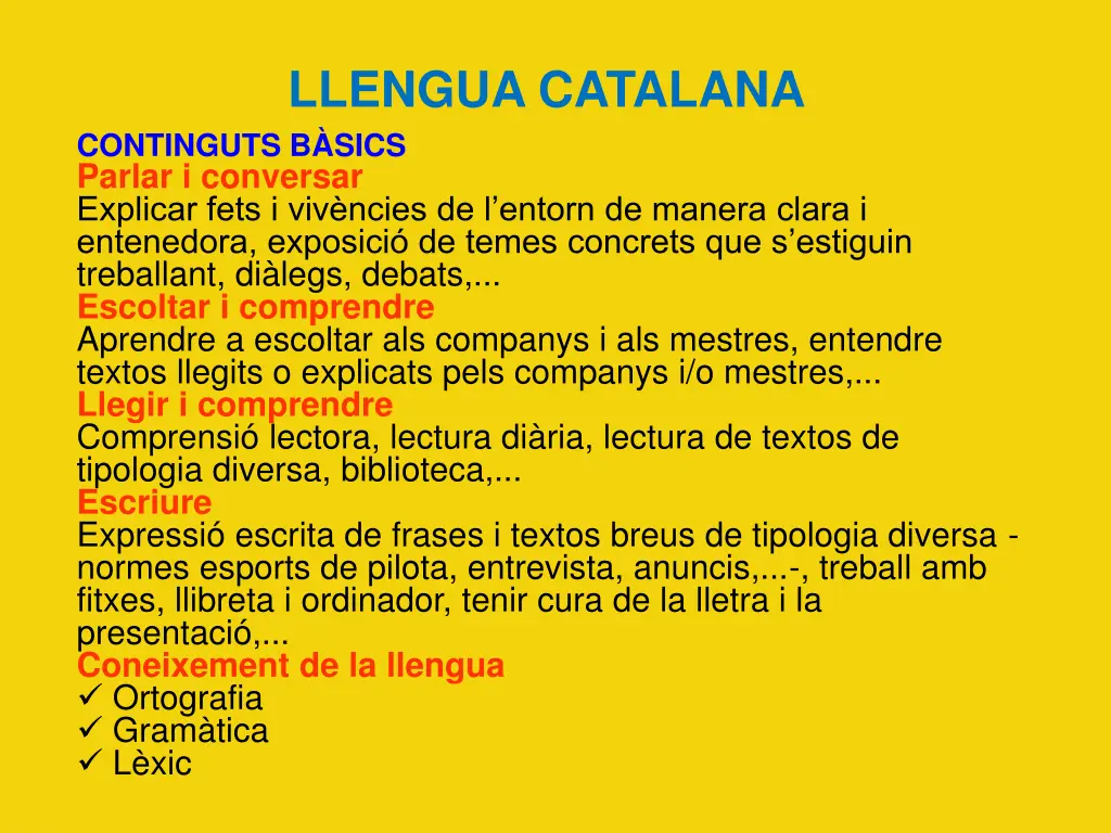 llengua catalana continguts b sics parlar