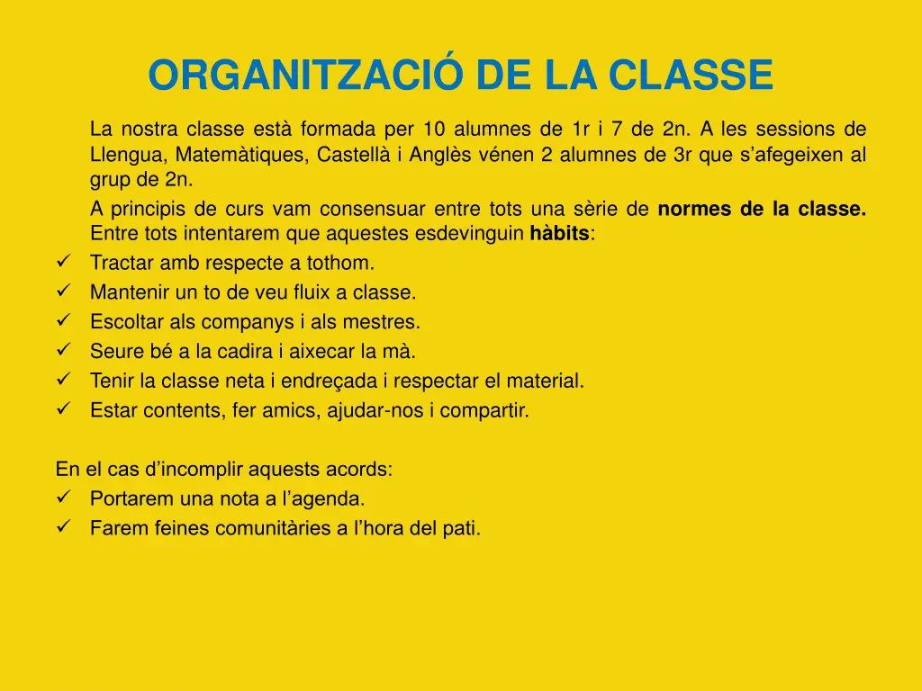 organitzaci de la classe