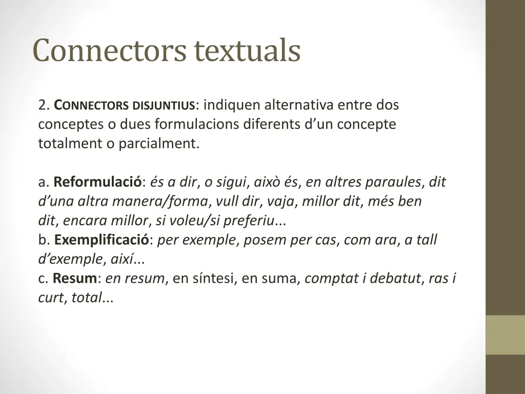 connectors textuals