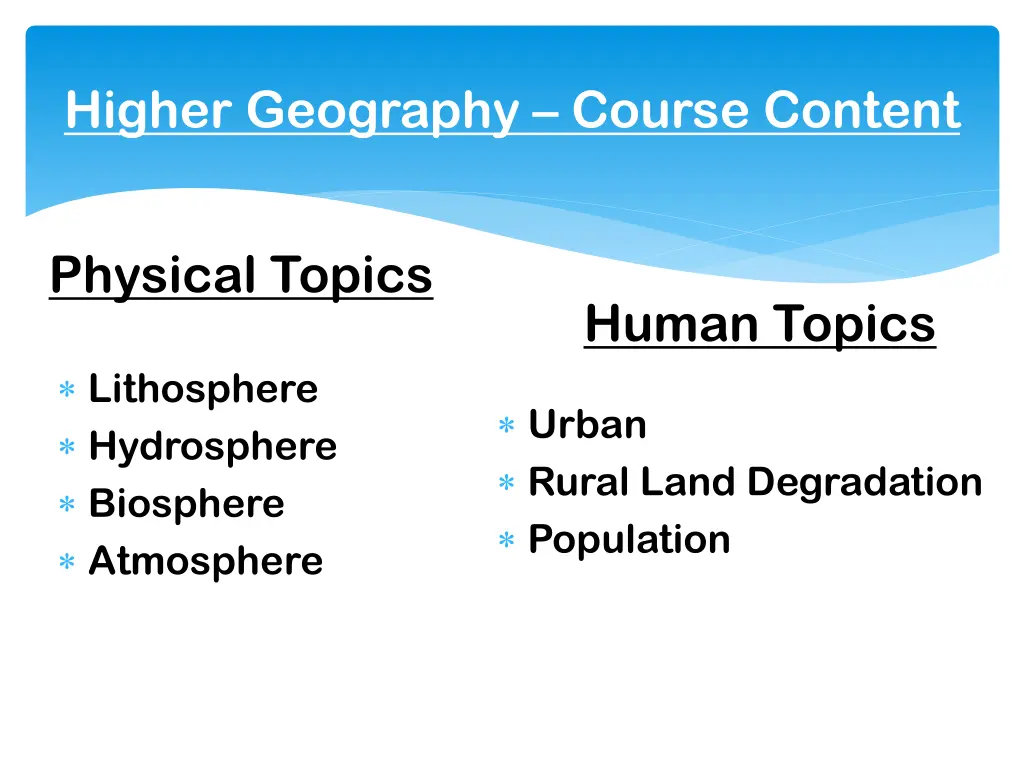 higher geography course content