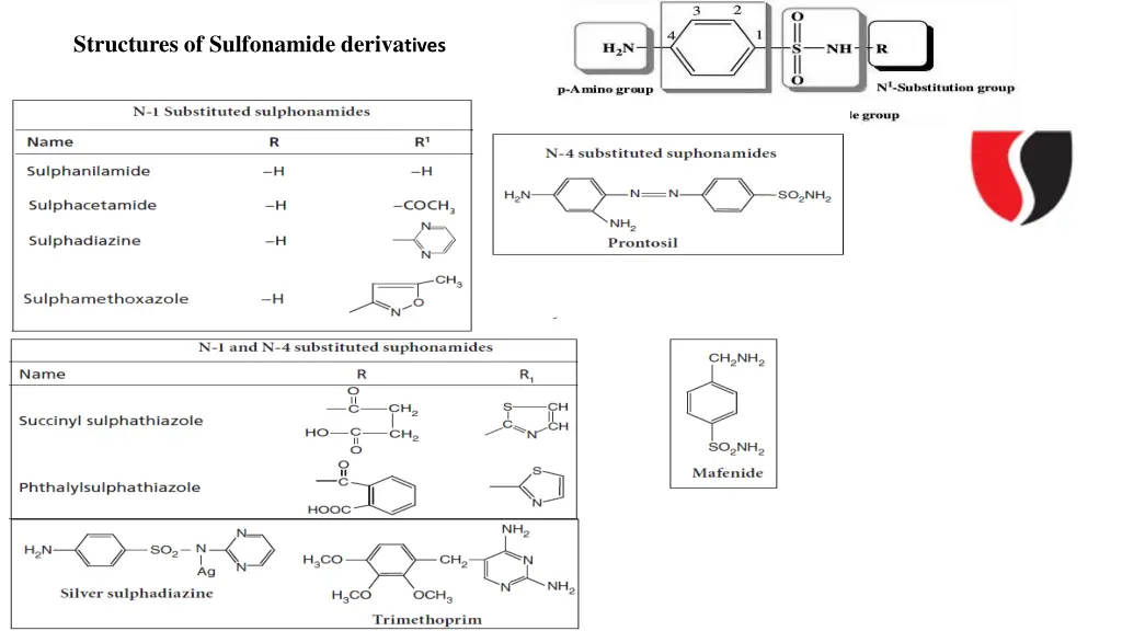 structures of sulfonamide deriva tives