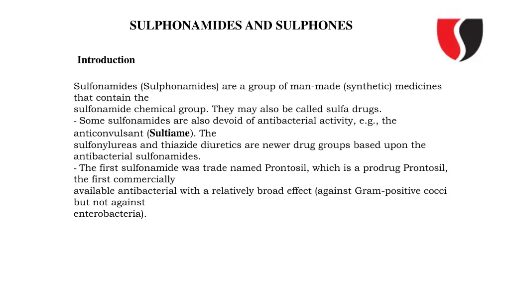 sulphonamides and sulphones 1