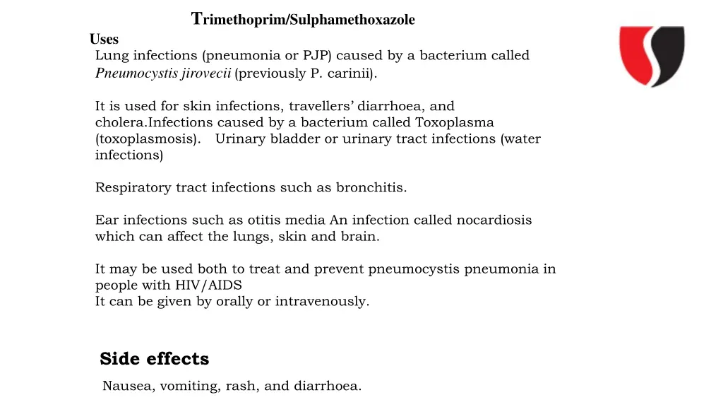 t rimethoprim sulphamethoxazole