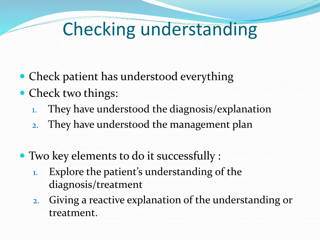 checking understanding