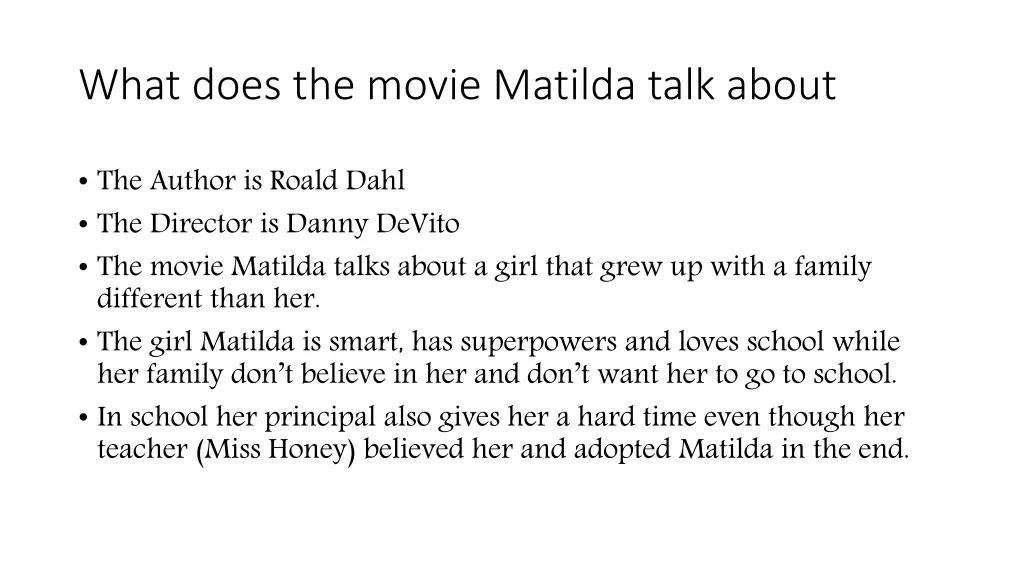 what does the movie matilda talk about