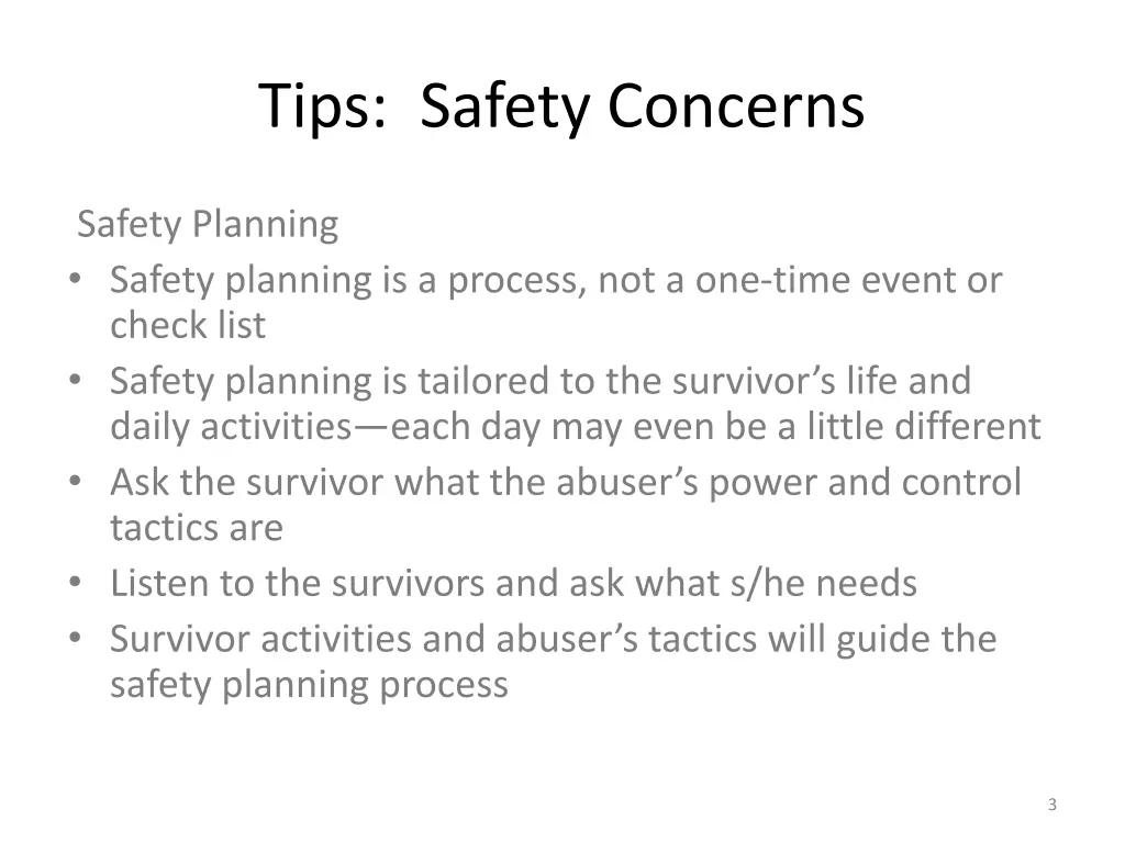 tips safety concerns