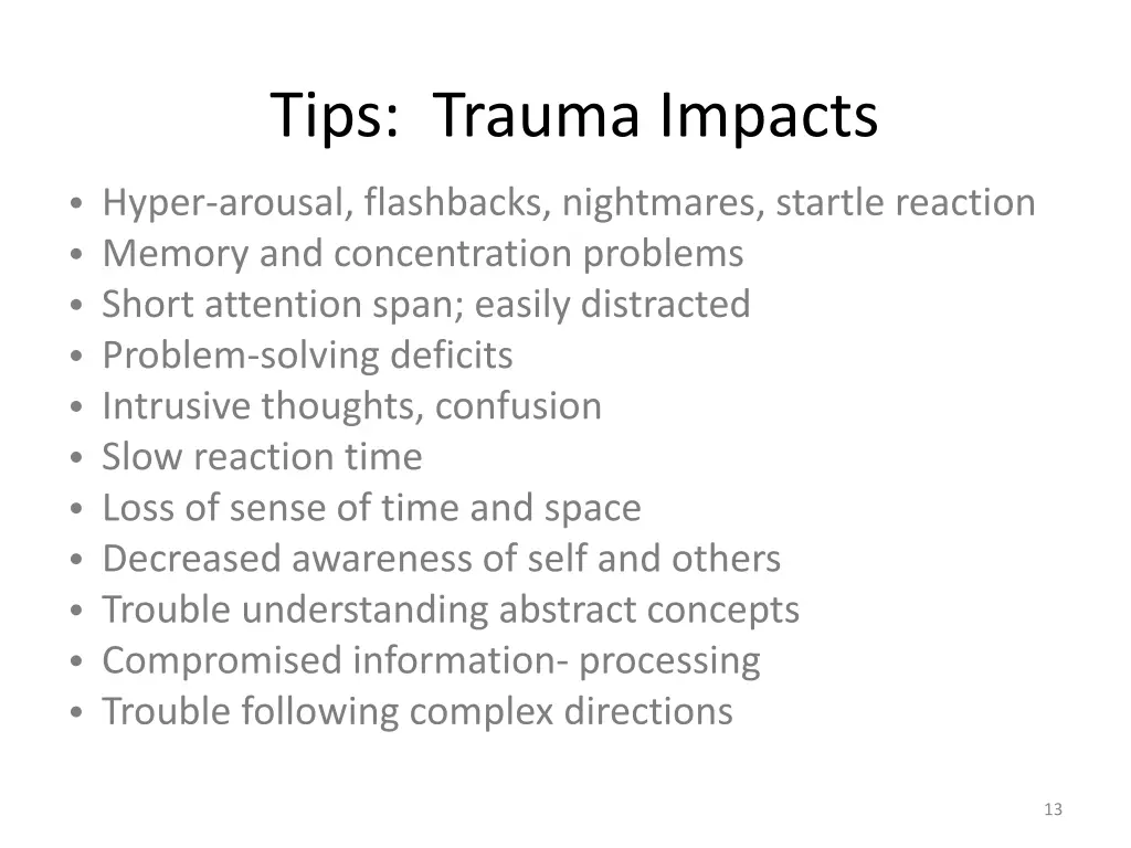 tips trauma impacts
