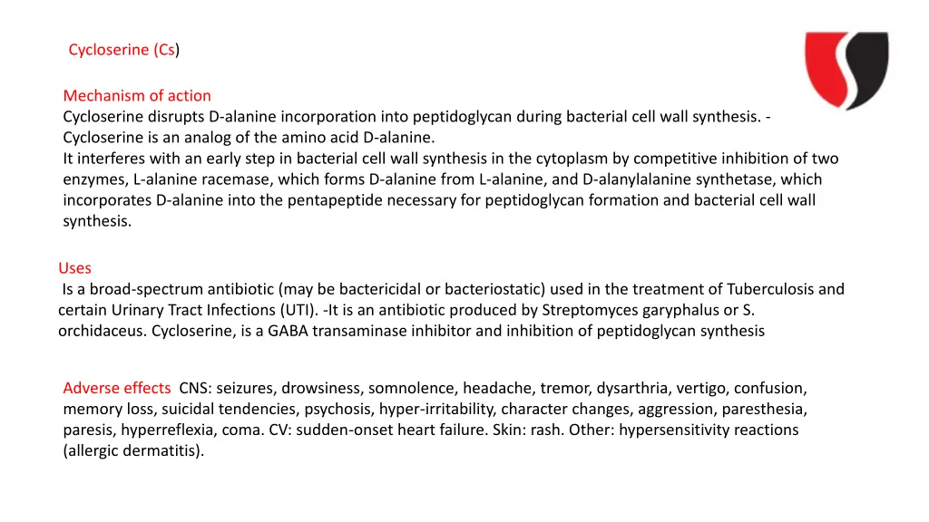 cycloserine cs