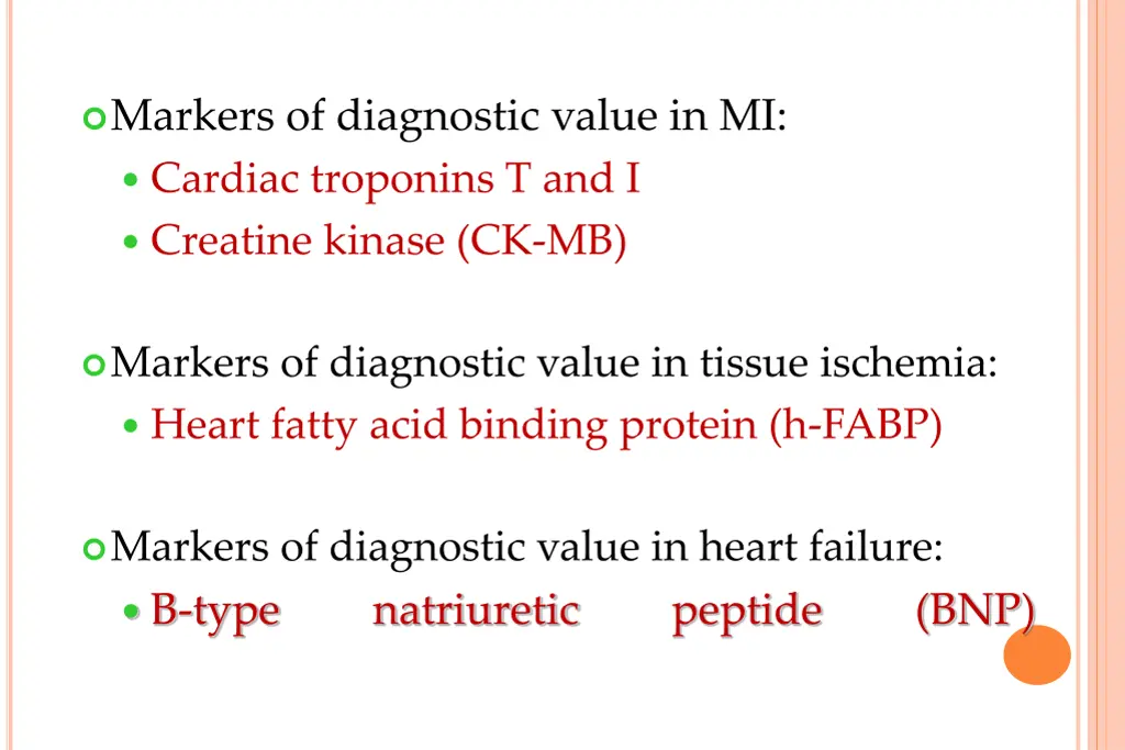 markers of diagnostic value in mi