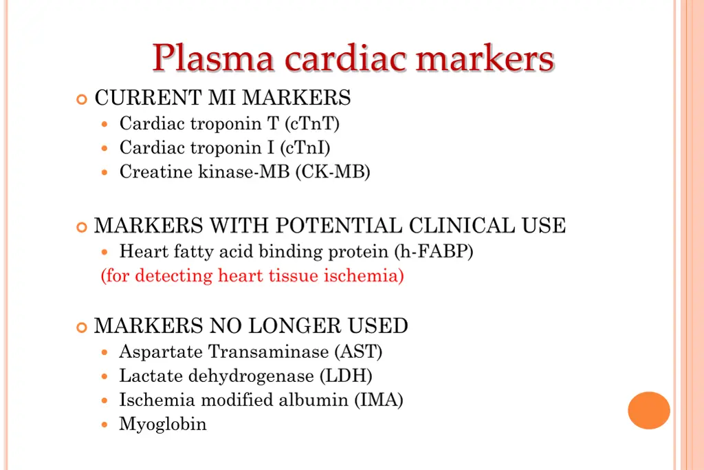 plasma cardiac markers
