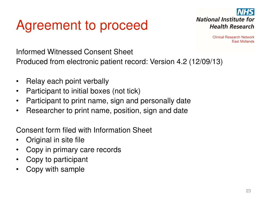 agreement to proceed