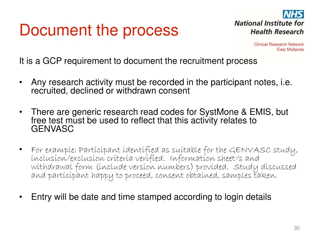 document the process