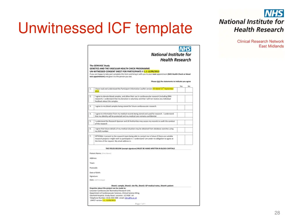 unwitnessed icf template