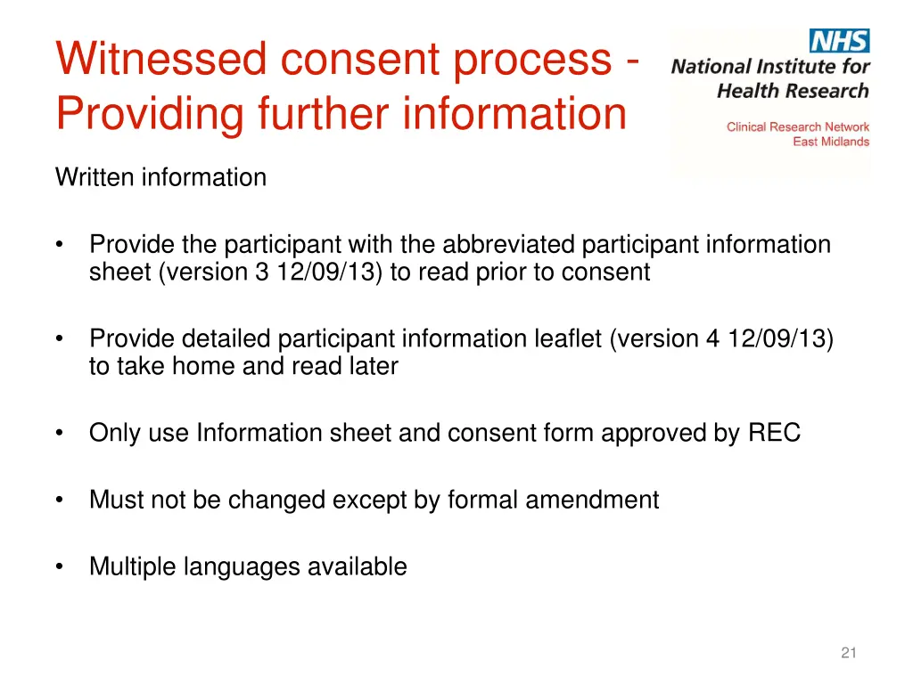 witnessed consent process providing further