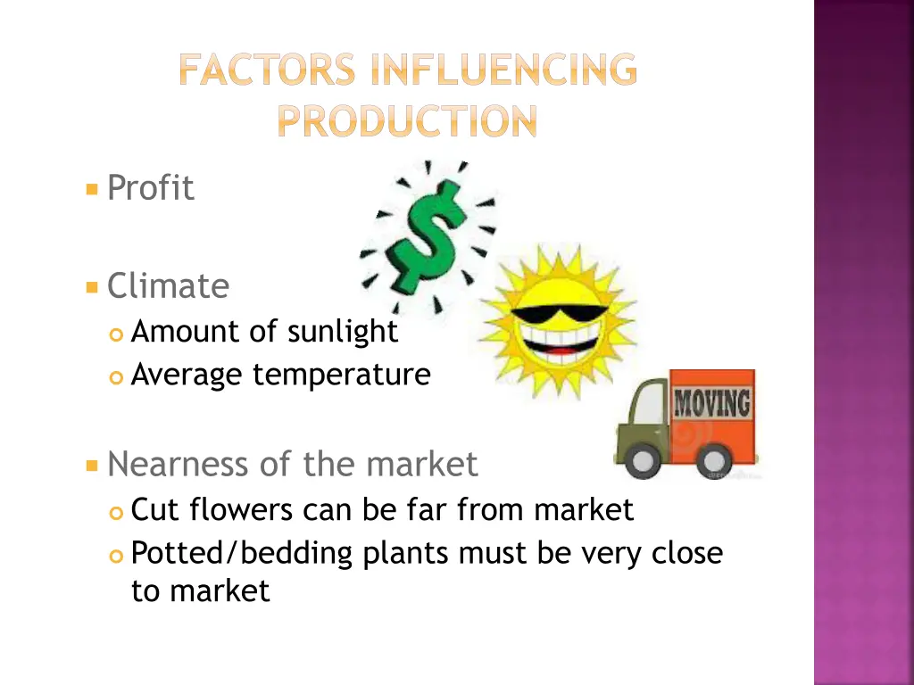 factors influencing production