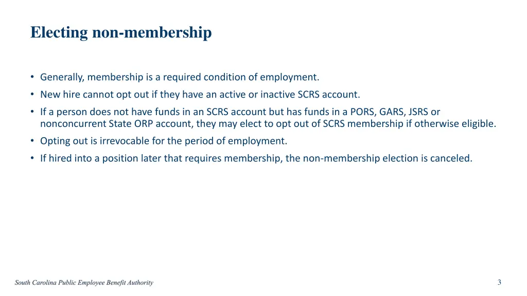 electing non membership