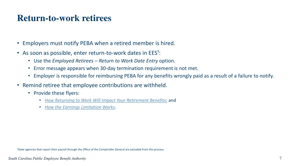 return to work retirees