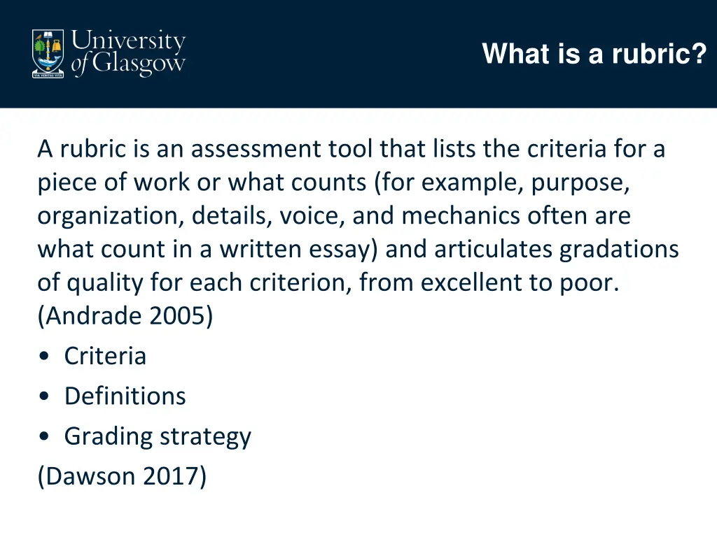 what is a rubric