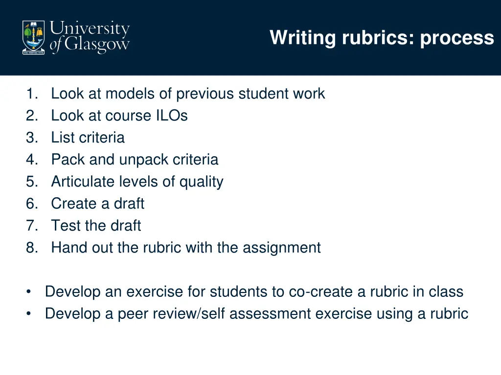 writing rubrics process