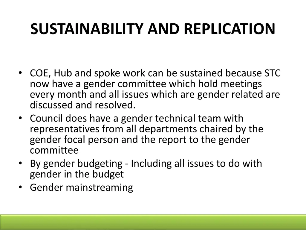 sustainability and replication