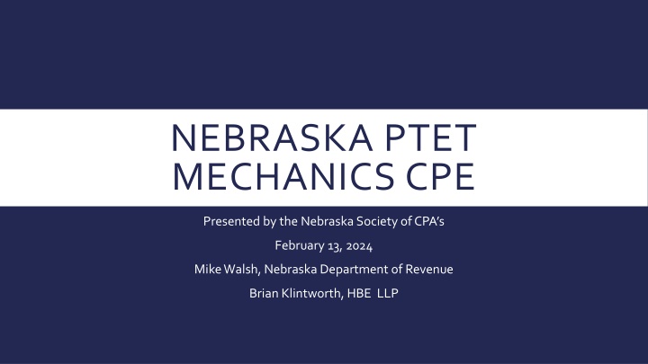nebraska ptet mechanics cpe