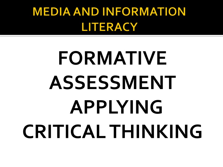 formative assessment applying critical thinking