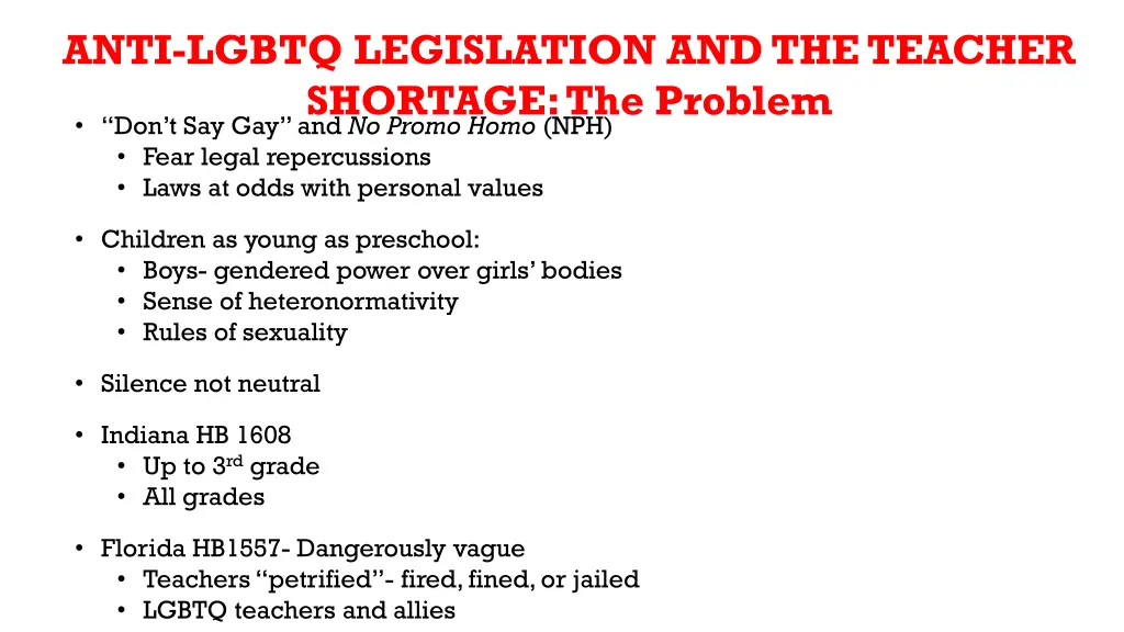 anti lgbtq legislation and the teacher shortage