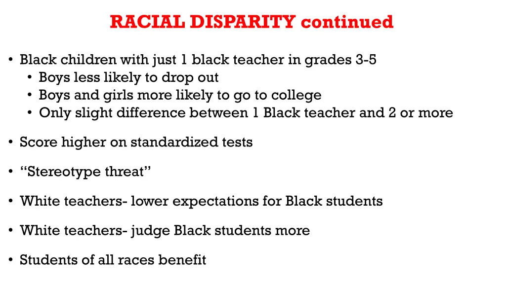 racial disparity continued