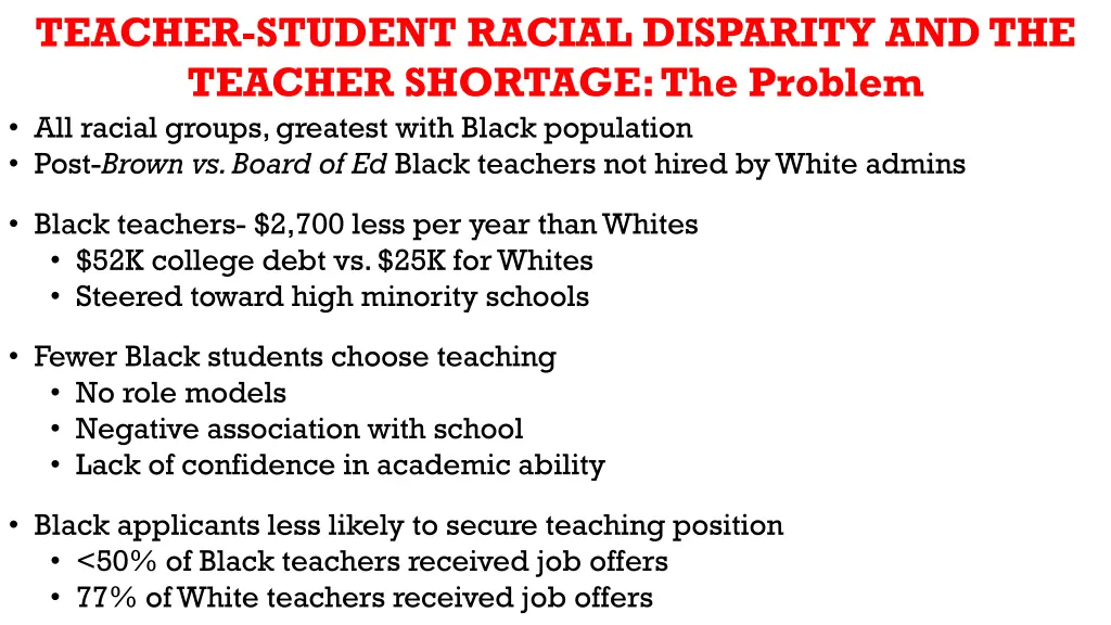 teacher student racial disparity and the teacher
