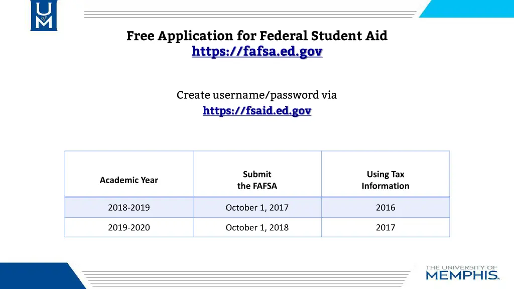 free application for federal student aid https