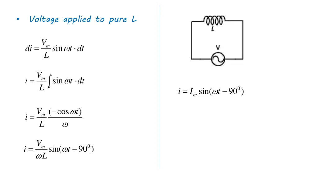 voltage applied to pure l