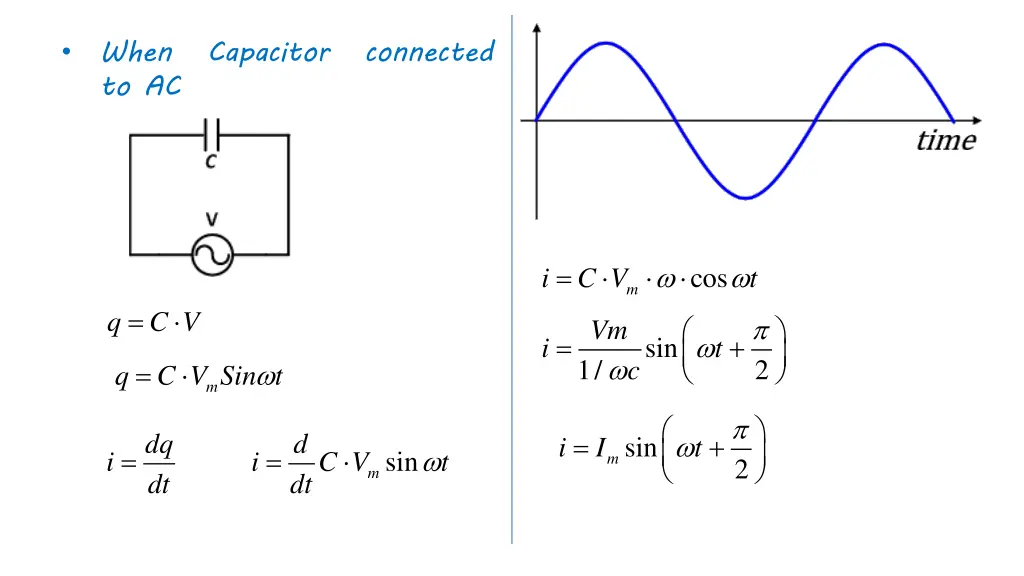 when capacitor connected to ac