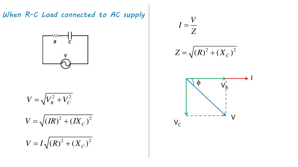 when r c load connected to ac supply