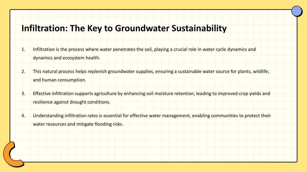 infiltration the key to groundwater sustainability