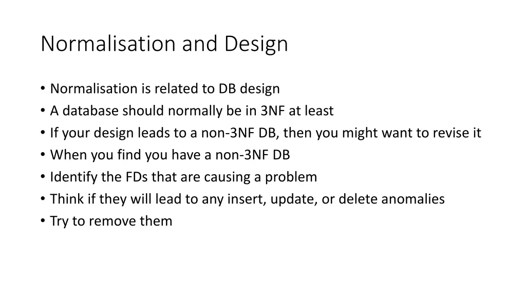 normalisation and design