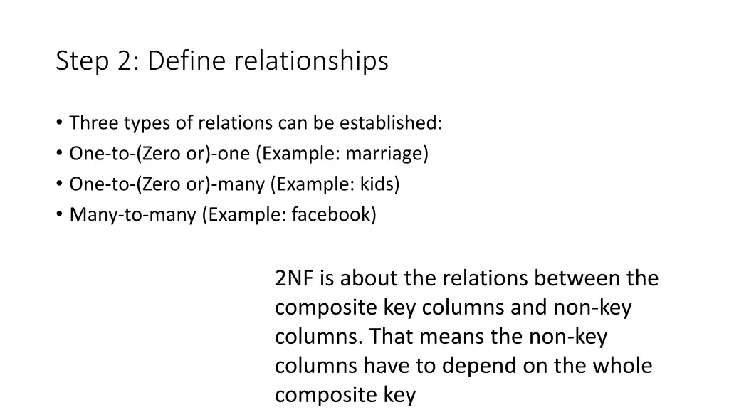 step 2 define relationships