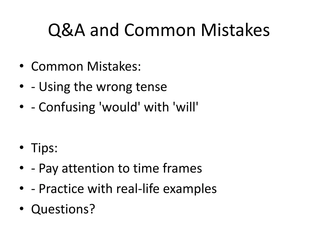 q a and common mistakes