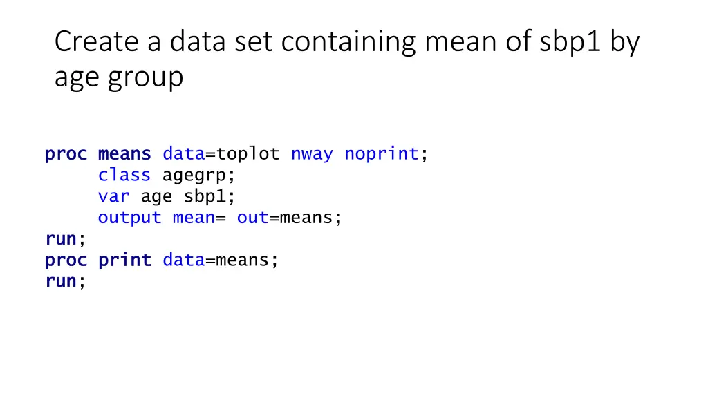 create a data set containing mean of sbp1