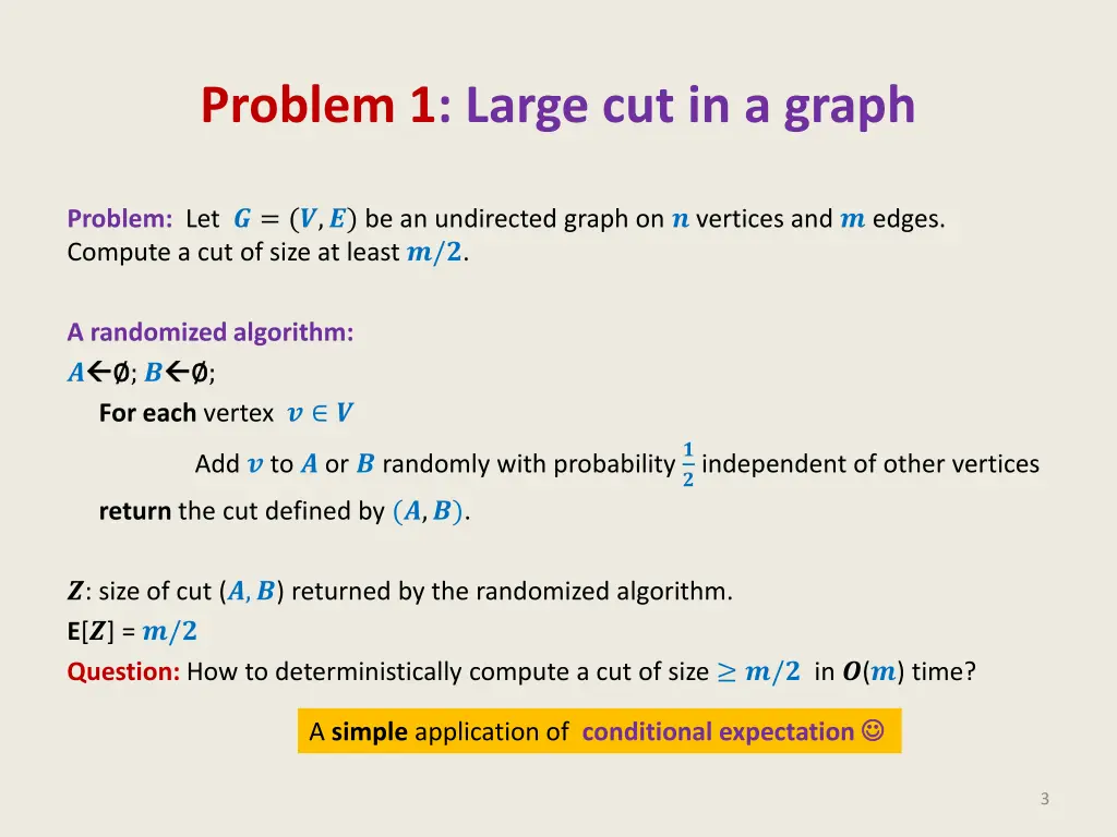 problem 1 large cut in a graph