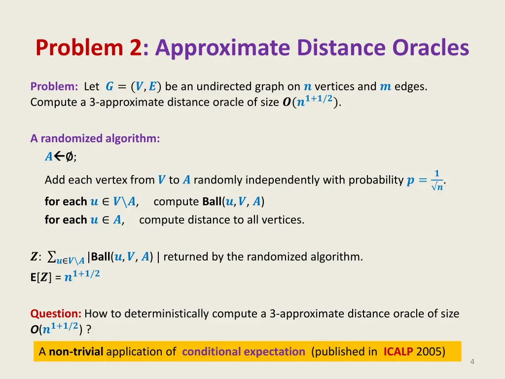 problem 2 approximate distance oracles