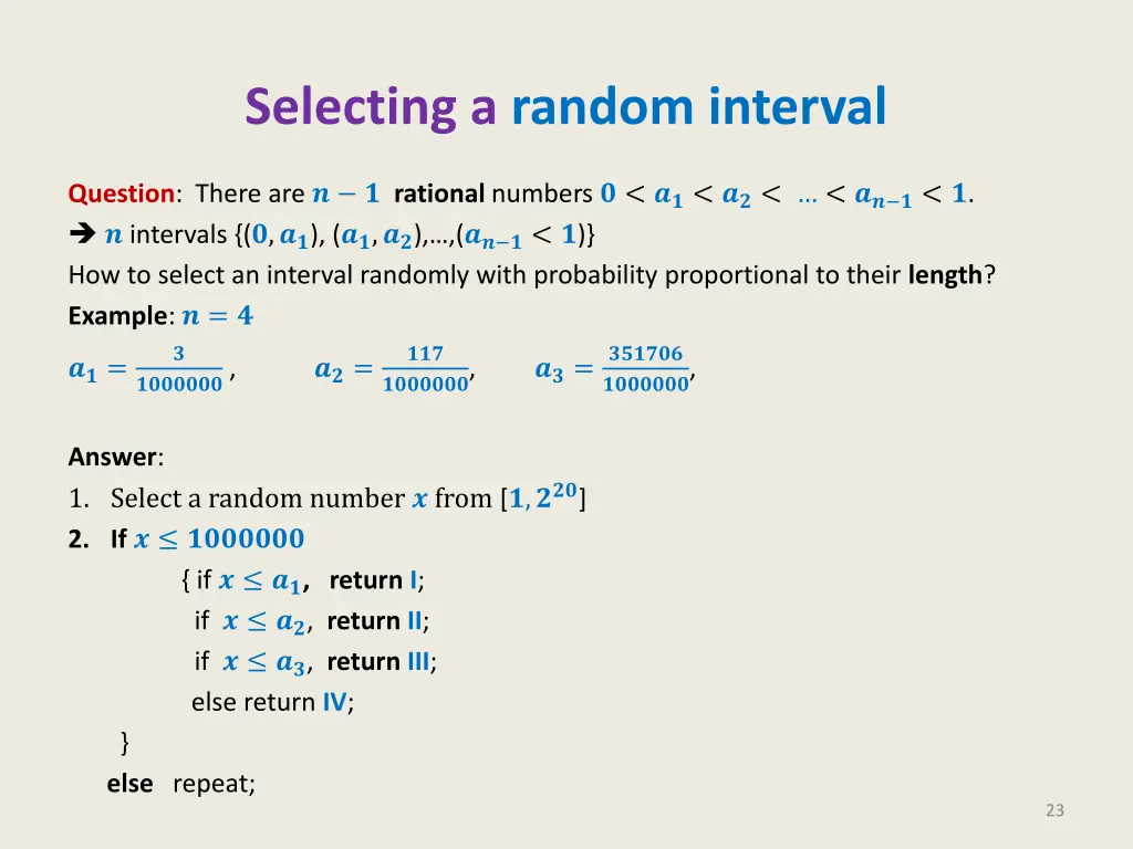 selecting a random interval
