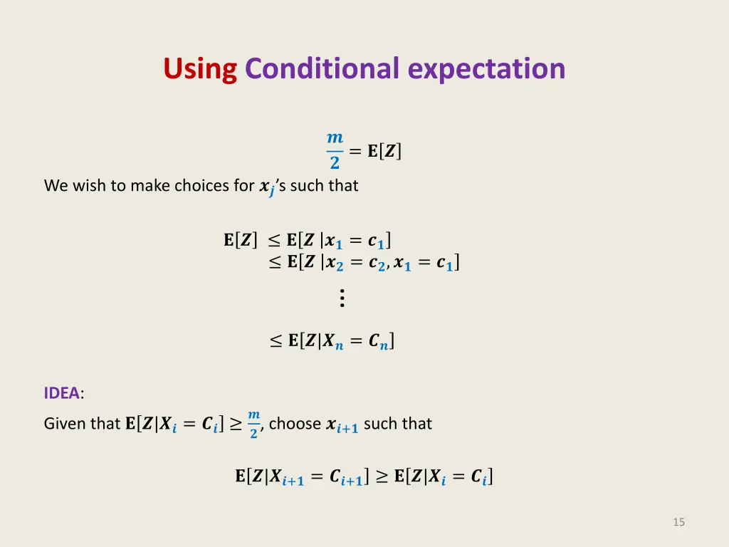 using conditional expectation