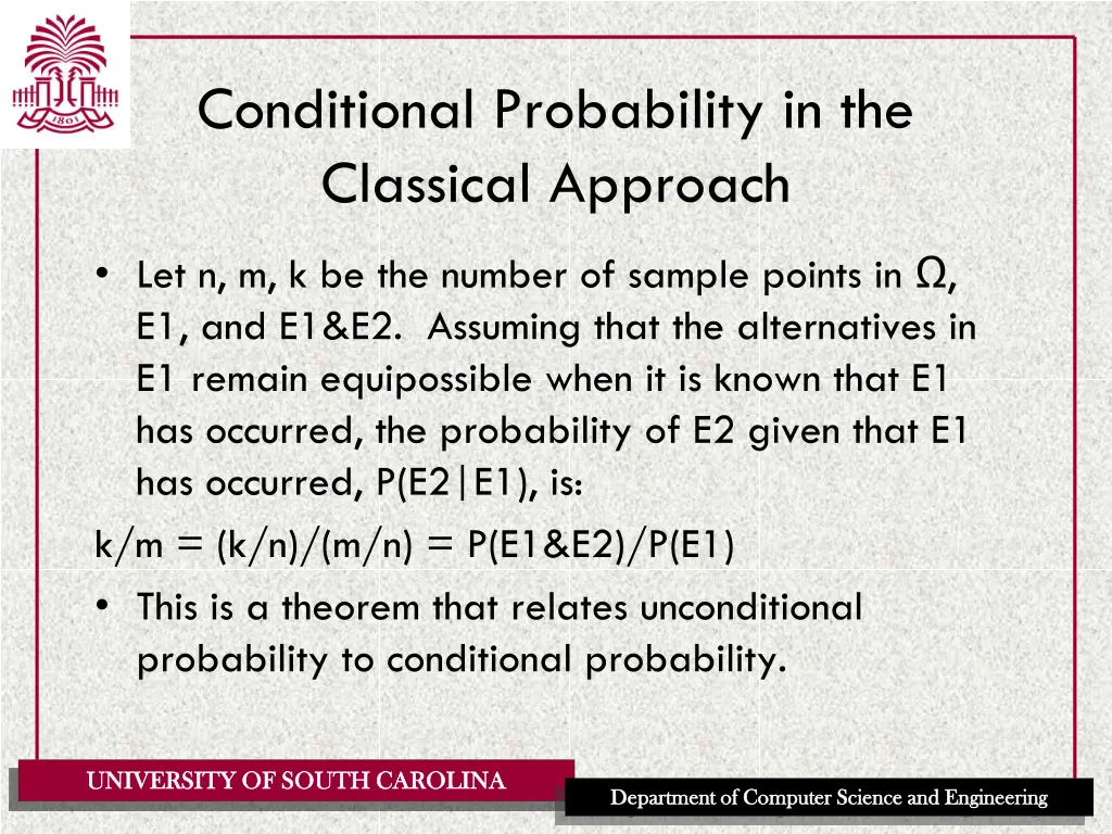 conditional probability in the classical approach