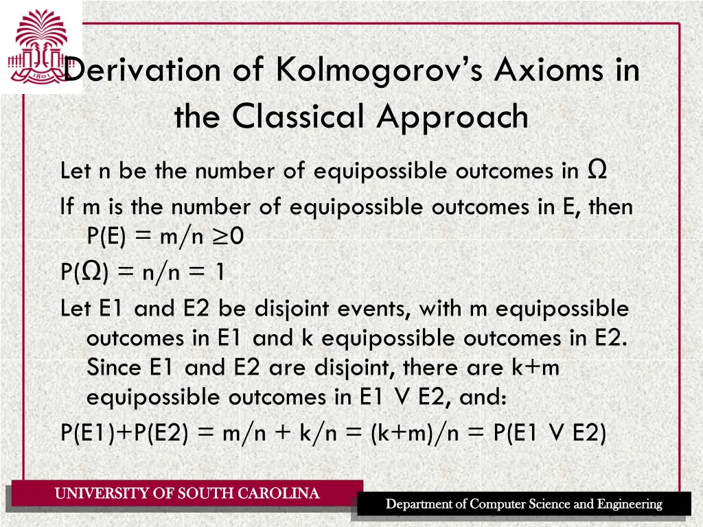 derivation of kolmogorov s axioms