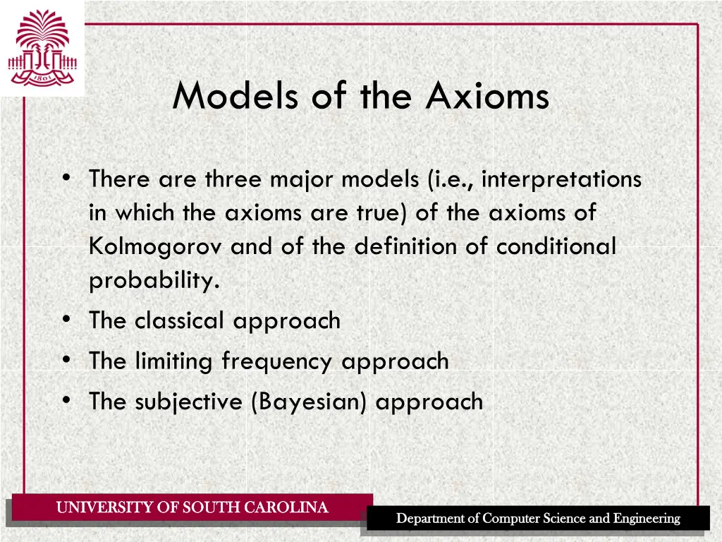 models of the axioms